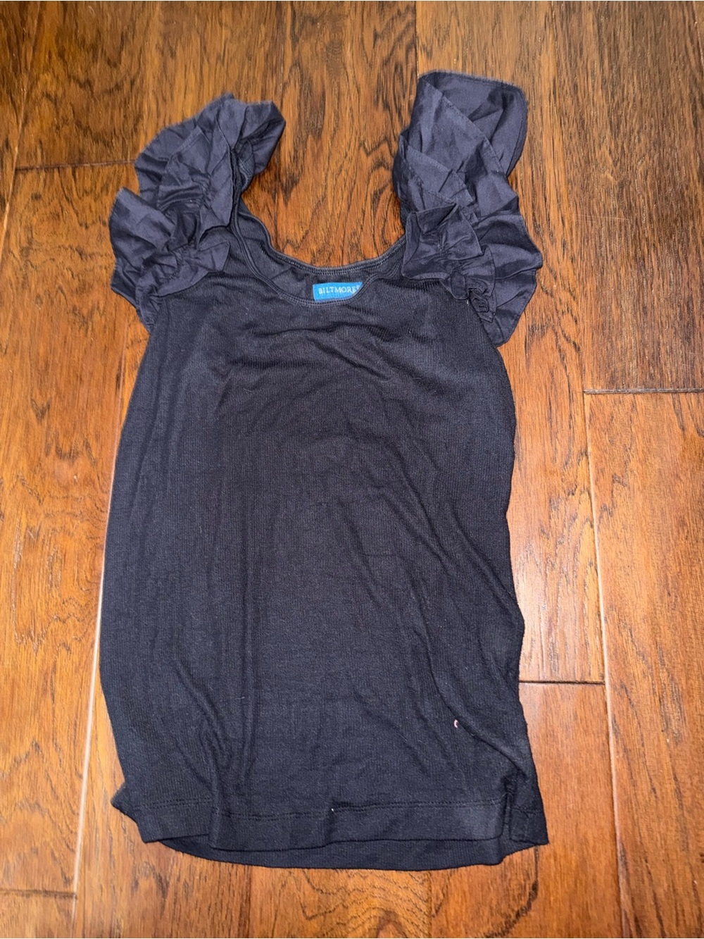 Ruffled Sleeve Black Women's Top